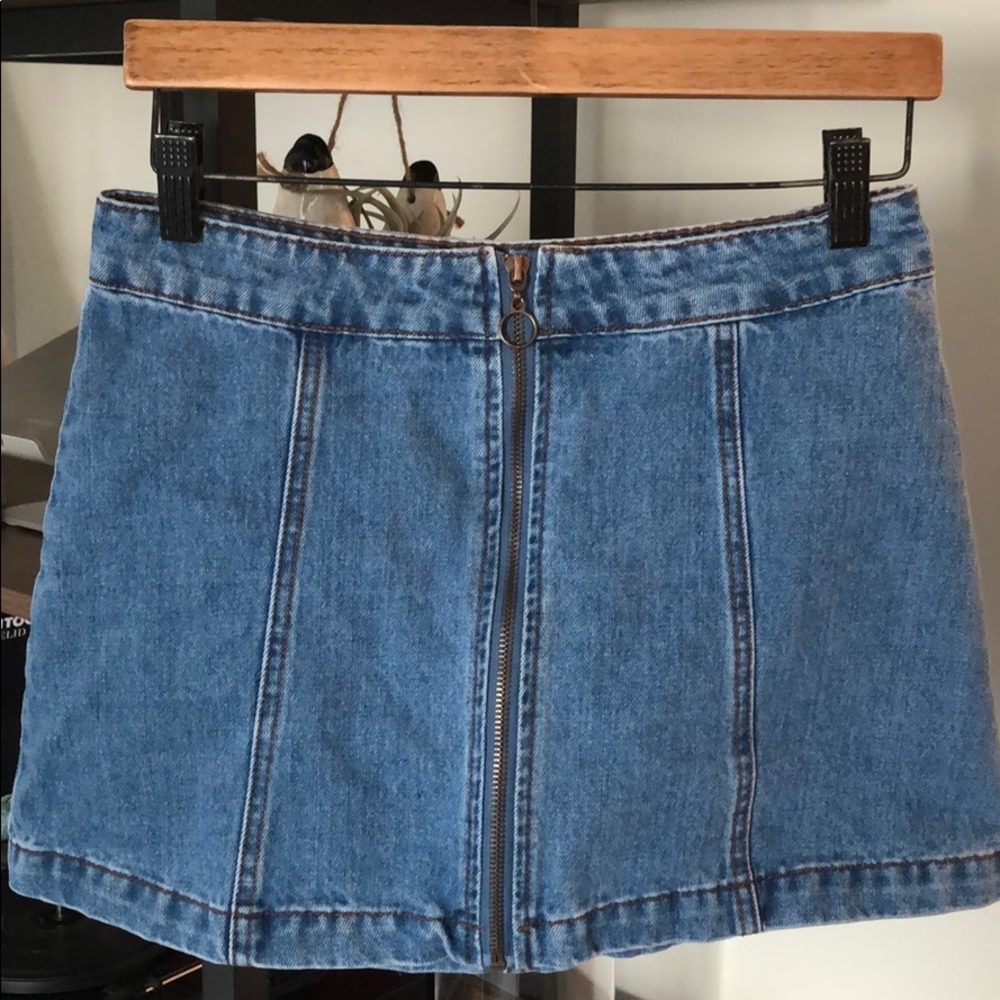 Altar’d State Front Zip Denim Mini Skirt